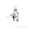 DRAGONFLY DANGLE CZ ROUND 316L SURGICAL STEEL CURVED BARBELL/EYEBROW